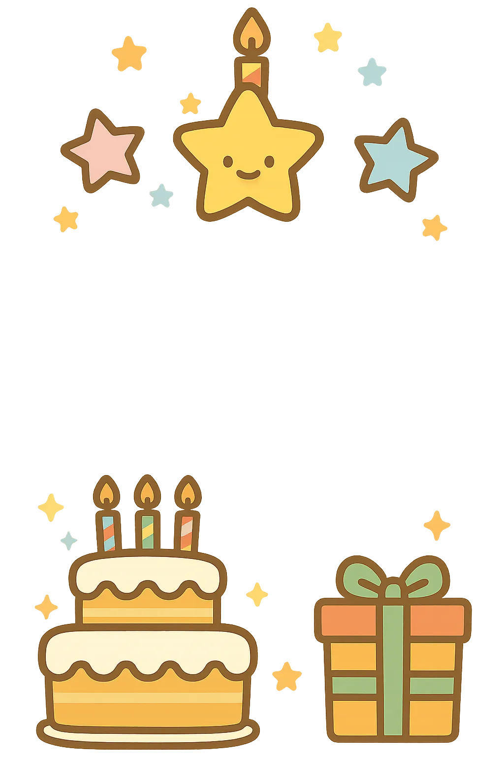 幼稚園や小学校のお誕生日会におすすめ大きなケーキと小人のイラストがかわいいお誕生日カー イラストボックス「プレミアム」テンプレート