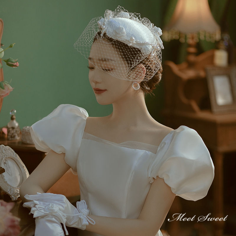 シルク素材 トーク帽 ウェディングハット カクテルハット トークハット