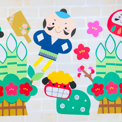 壁面飾り工房本店 壁面装飾・パネルシアター・ペープサート・型紙・知育・保育・介護商品の販売☆無料ダウンロード型紙「キャラクター ぶた」 春 夏秋 冬 幼稚園 保育園 老人ホーム 介護施設 デイサービス 壁面装飾 型紙 製作☆