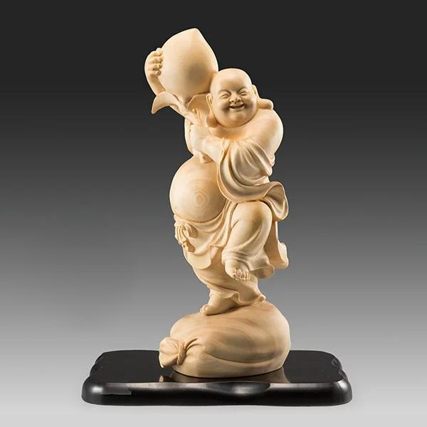 布袋尊 木彫り 45cm 3kg 七福神 布袋 布袋像 木彫 仏像 開運 財運 良縁 子宝 商売繁盛