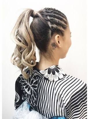 ヘアエクステ ダンス発表会 イベントヘア エクステ 編み込み ダンス 子供 キッズ 三つ編み ブレイズ ピンク キッズ 子ども 赤 グラデーションコーンロウ ポニーテール ヘアアレンジ カラー ゴム付