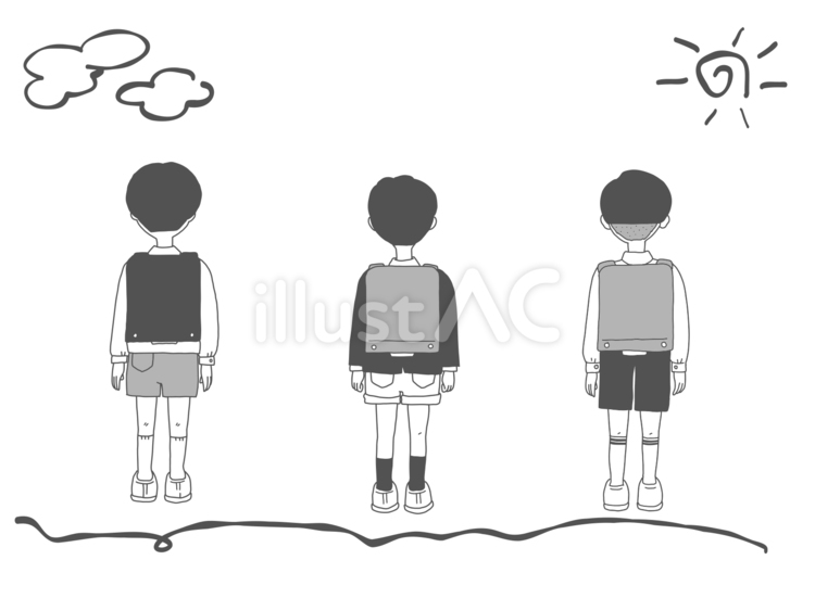 ランドセルを背負った新一年生の男の子 後ろ姿 のイラスト素材227676842 毎月1点無料 フリー のストックフォト イメージマート