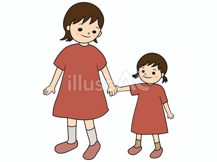 手をつなぐ子ども達の線画イラストのイラスト素材FYI07889639ストックフォトの Qlean Market キュリンマーケット