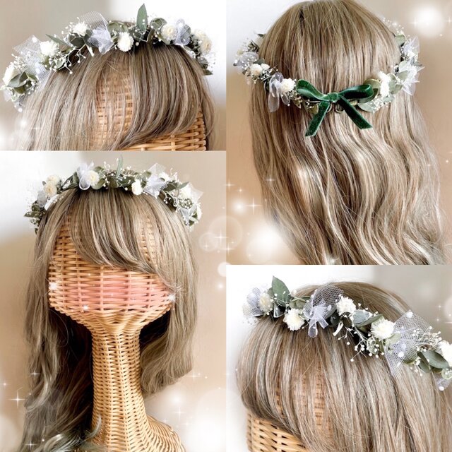 ドレス 花かんむり 高級造花 花冠 ピンクミックス薔薇 パール 結婚式ドレス アーティフィシャルフラワー シルクフラワ