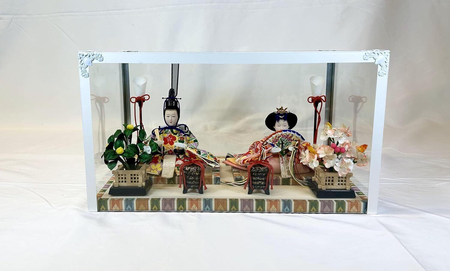 雛人形 こひな 木目込み 几帳飾り お盆飾り 親王飾り 横幅40cm