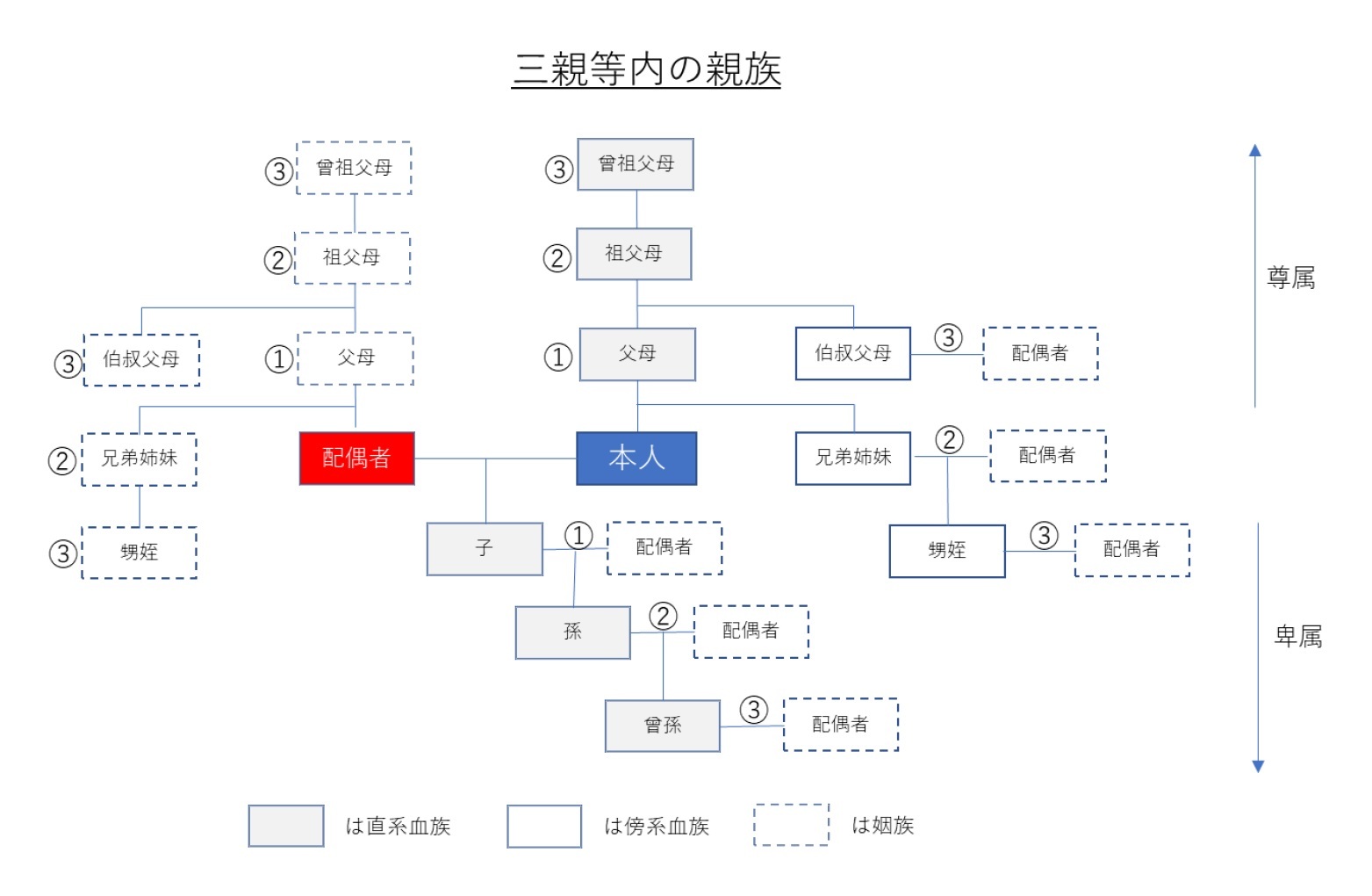 続柄一覧図 子→孫→ひ孫の次は？父母→祖父母→曾祖父母の次は