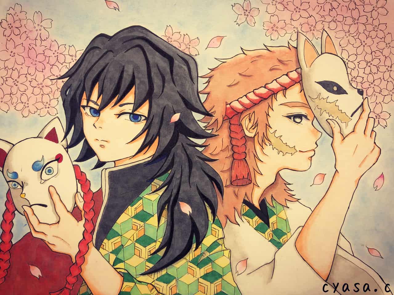 義勇と錆兎＊鬼滅の刃イラスト ハガキサイズ＆A4サイズ- Koko Bo's Store - BOOTH