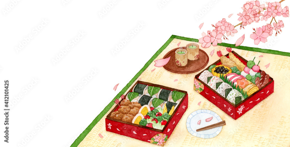 お花見の弁当のイラスト - ONWAイラスト