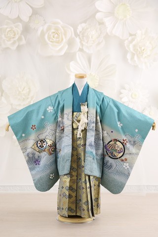 t2252901レンタル 七五三 男の子 5歳 羽織袴セット モダン 黄緑 ベージュ×茶 モカ ブラウン着物 5泊6日公式 京都きもの友禅オンラインストア振袖・袴の格安通販でお得にレンタル