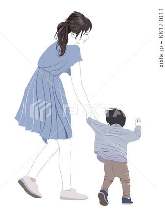 手を繋ぐ親子・幼児 4人60006000039 の写真・イラスト素材アマナイメージズ