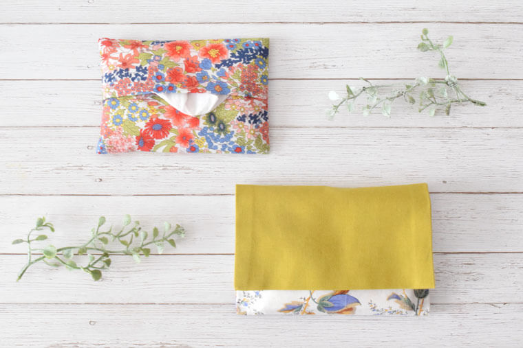 子供用☆★２回縫うだけ 後ろポケット付きポケットティッシュケースの作り方 縫い目が見えないから手縫いでもキレイに仕上がります１枚仕立て ポケットティッシュカバーの作り方