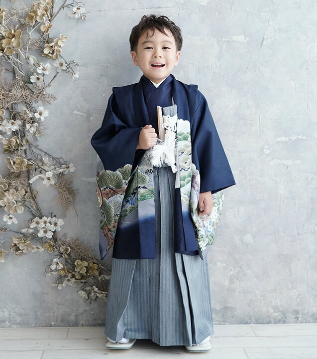 レンタル 七五三 着物 男の子 七五三 着物 3歳 七五三 男の子 レンタル 3歳 袴 753 七五三 3歳レンタル 男の子 袴 A022 753m3saihakama 90-100mcm 青系 3歳男の子用 七五三レンタル被布着物おしゃれで可愛い＆簡単フルセットプラン – ベビー袴tsukihana-つきはな