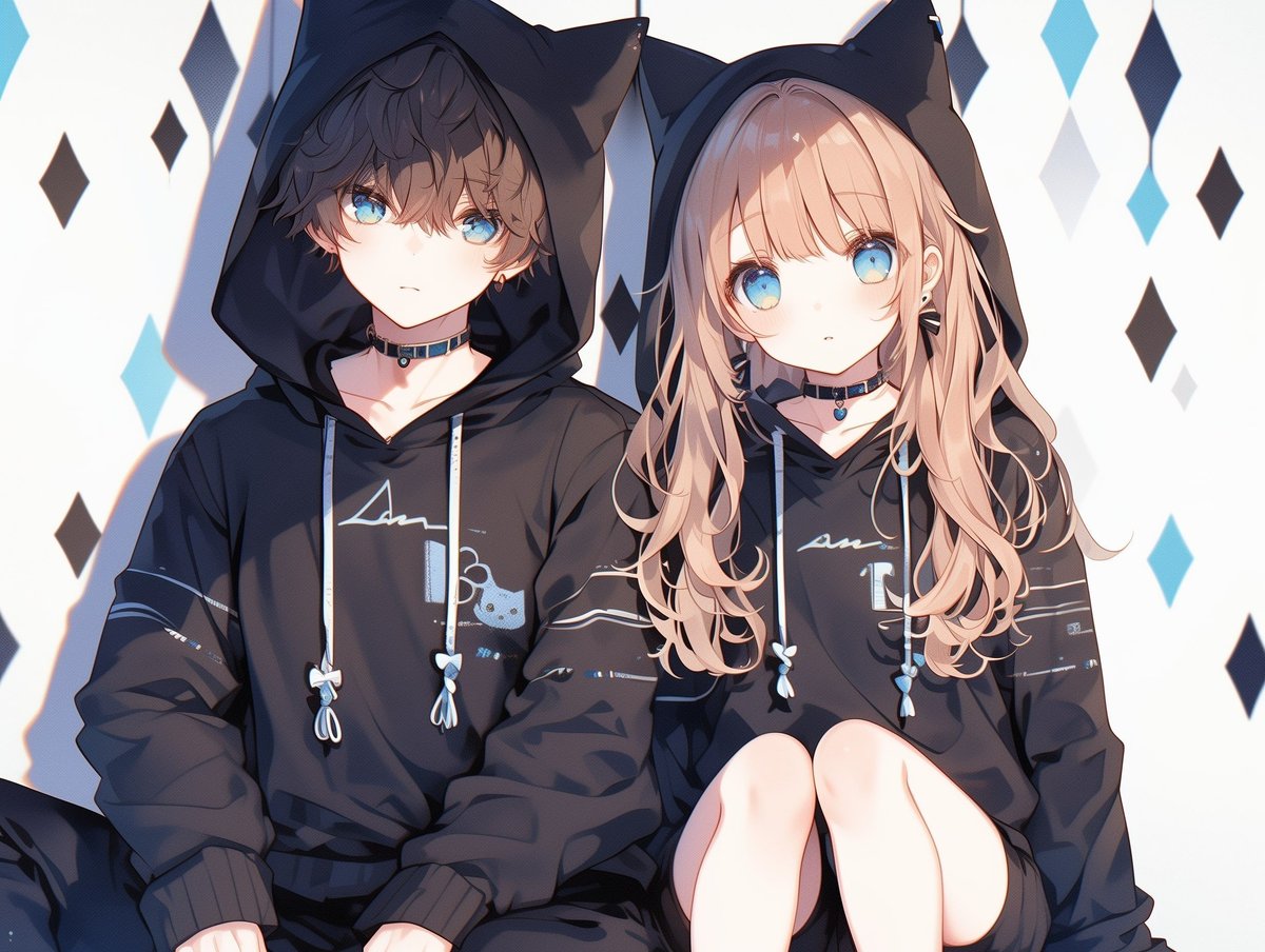 カップルペア画のそっと頭をなでる仕草イラスト・フリー素材なら「シンテリ」