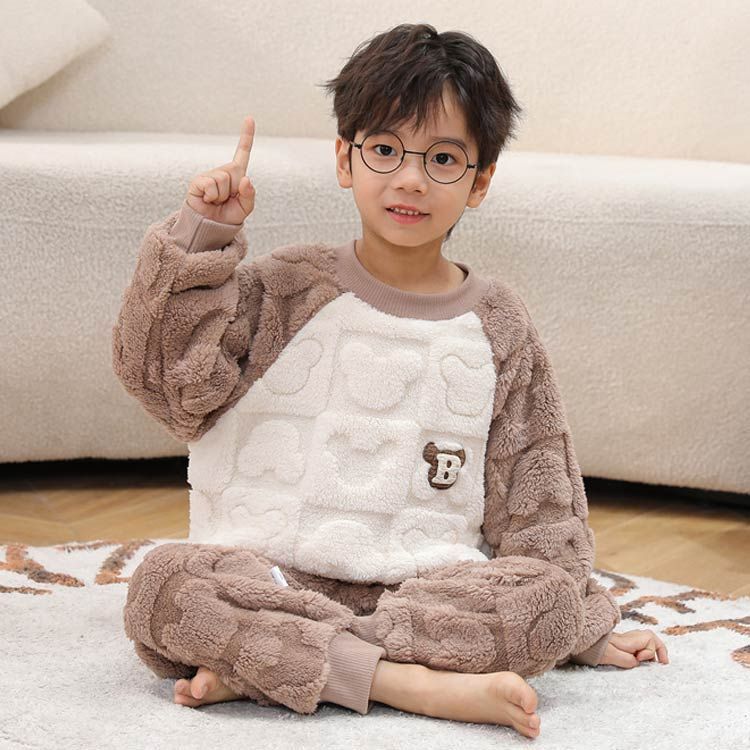 楽天市場送料無料 子どもパジャマ 女の子 冬 子どもルームウエア ベビー キッズ 可愛い 長袖 あったか もこもこ ふわふわ 上下セット 裏起毛厚手 寝巻き 部屋着 おしゃれ ケーブル編み柄 幼稚園 保育所 保育園 託児所 自家用 80 90 100 110 120 130 選べる2色