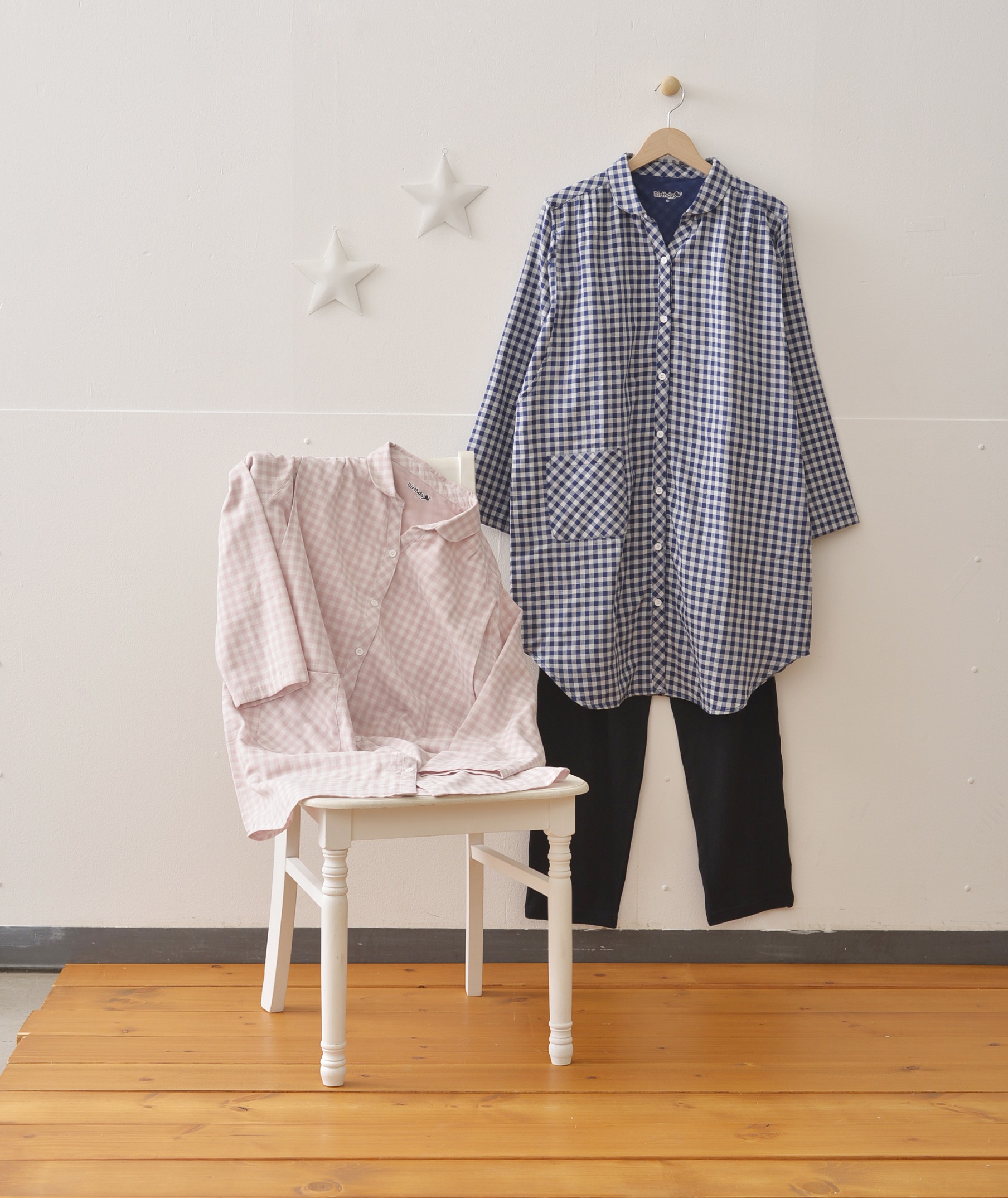 バースディ マタニティシャツ ワンピ マタニティ ワンピース マタニティ キレイ系シャツワンピース 七分袖マタニティ