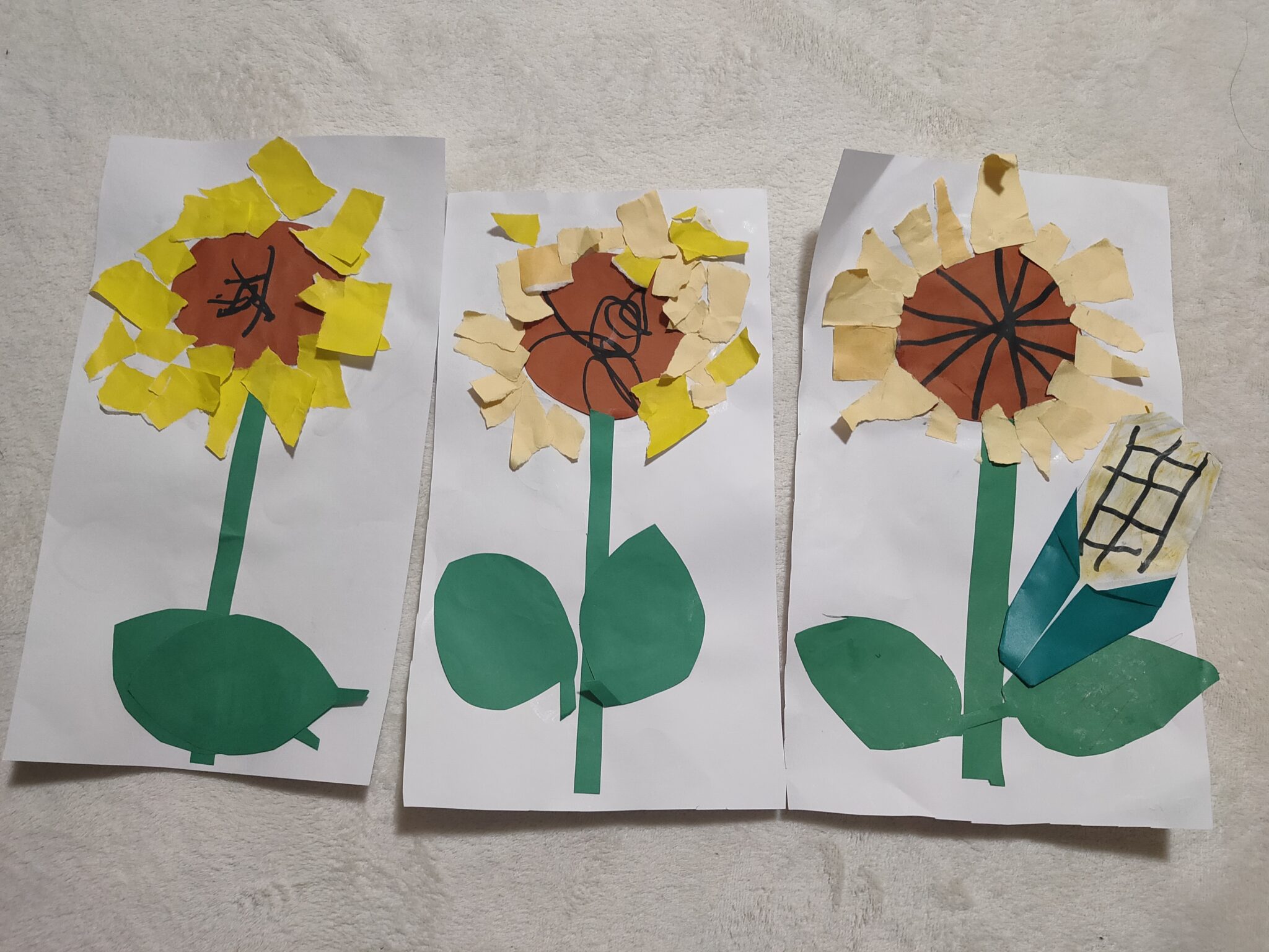 制作～手形やトイレットペーパーの芯を使い、ひまわりを作ろう～24時間託児所 ユーカリハウス