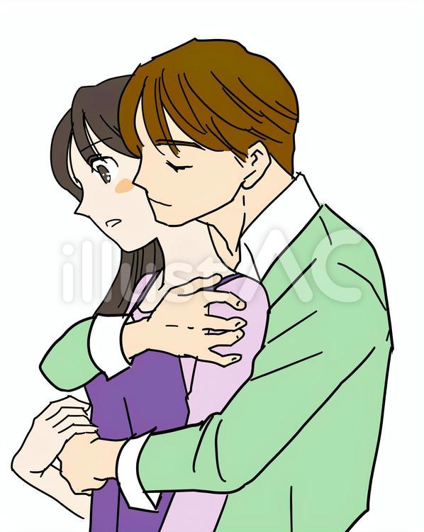 後ろからハグするカップルのイラスト素材68128414- PIXTA