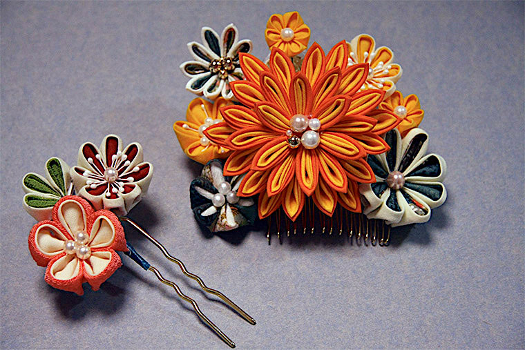 つまみ細工で作る子ども用髪飾り🌺 ヘアピン編つまみ細工handmade夏祭り髪飾り和雑貨