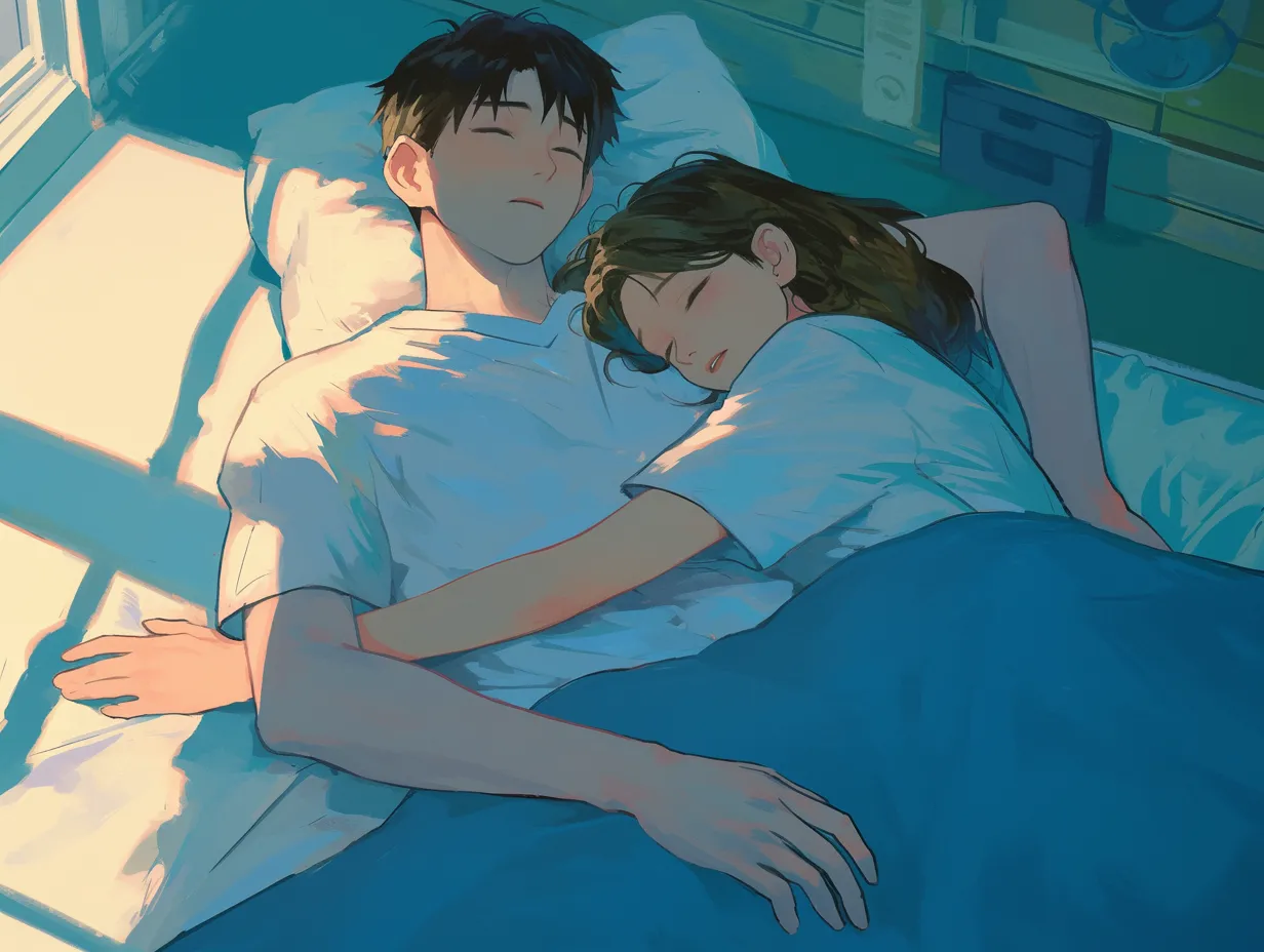 添い寝 イラスト