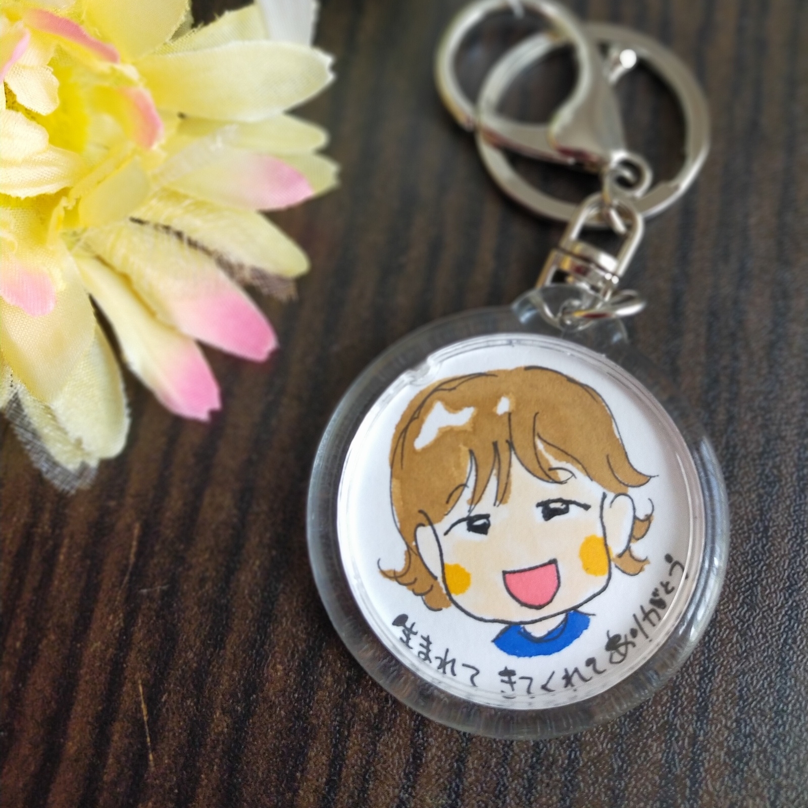 子供の絵入り レザーキーホルダーPoco Lab