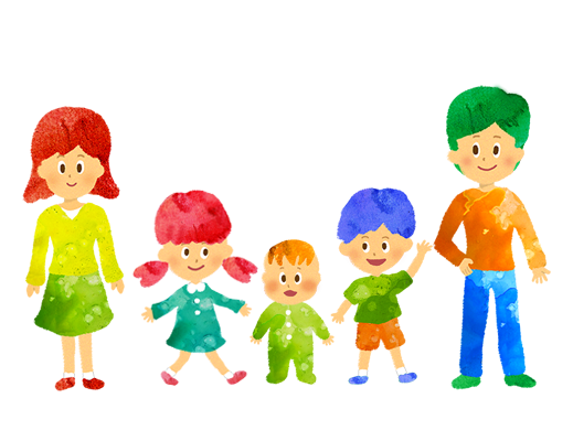 マイホームと家族の無料イラスト素材Good