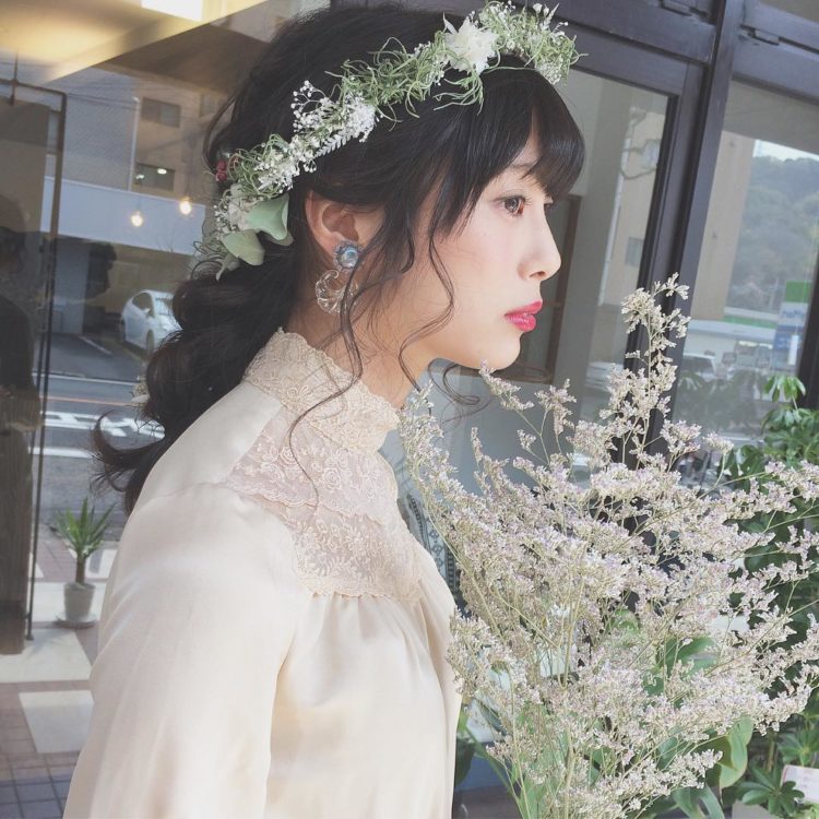 ウェディングブーケと花かんむり・ブートニアのセット♡前撮り♡挙式♡かすみ