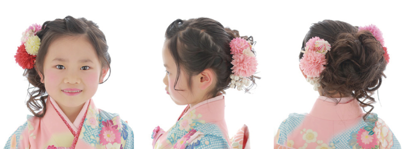 写真付き 7歳の七五三の髪型例ヘアセットする場所はどこ？ 七五三写真のフォトスタジオ・写真館はらかんスタジオ