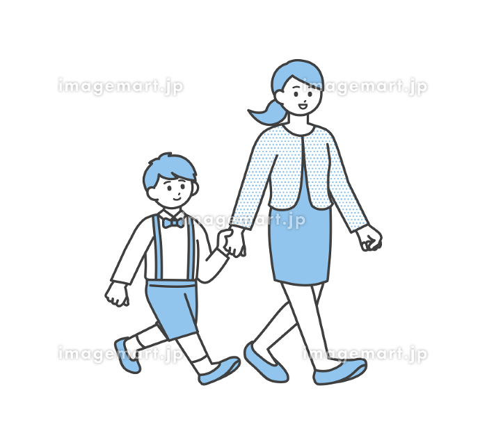 フリーイラスト手をつないで歩くママと娘パブリックドメインQ：著作権フリー画像素材集