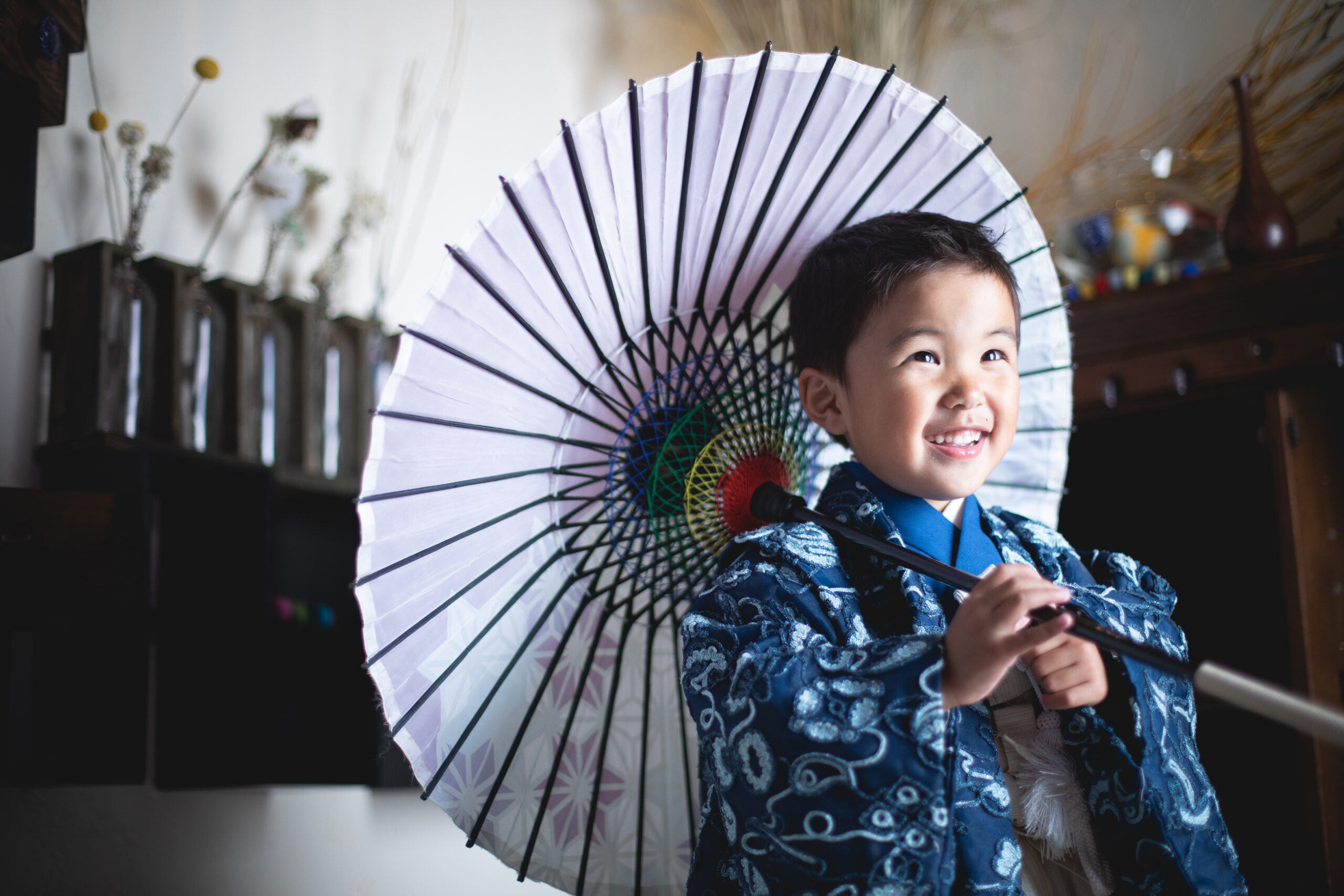 男の子のお宮参り産着 祝い着「紺 鷹に虎」熨斗目 のしめ 一つ身 一ツ身 初着 お初着 御祝着 着物 七五三 お宮詣り 祈願 お祈り 子供 キッズ赤ちゃん ベビー 男児 メール便不可-和装通販 京都きもの町ギフトモール店- プレゼント＆ギフトのギフトモール