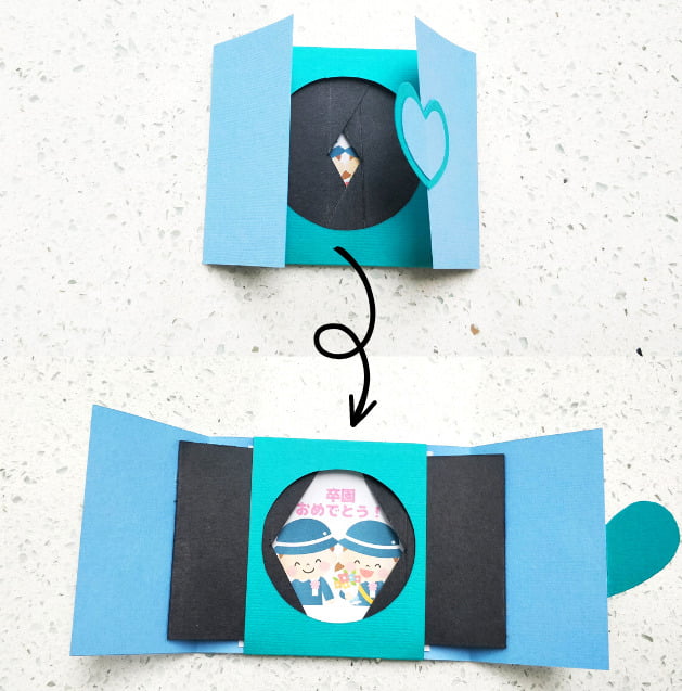手作りカード 卒業などに使える花束の仕掛け