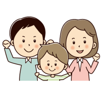 仲良しな猫の親子：イラスト無料