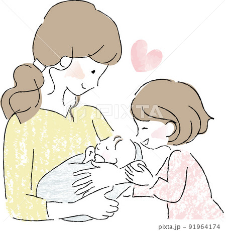 赤ちゃんを抱っこするママのイラストイラスト無料・かわいいテンプレート