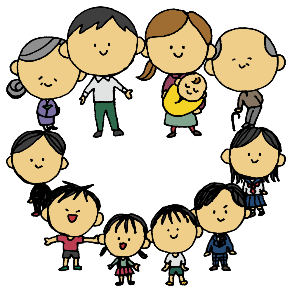 フリーイラスト8人の大家族パブリックドメインQ：著作権フリー画像素材集
