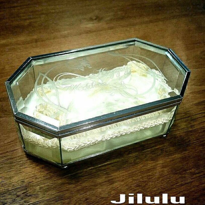 アンティークなガラスケースのリングピロー☆ヘキサゴンＬ