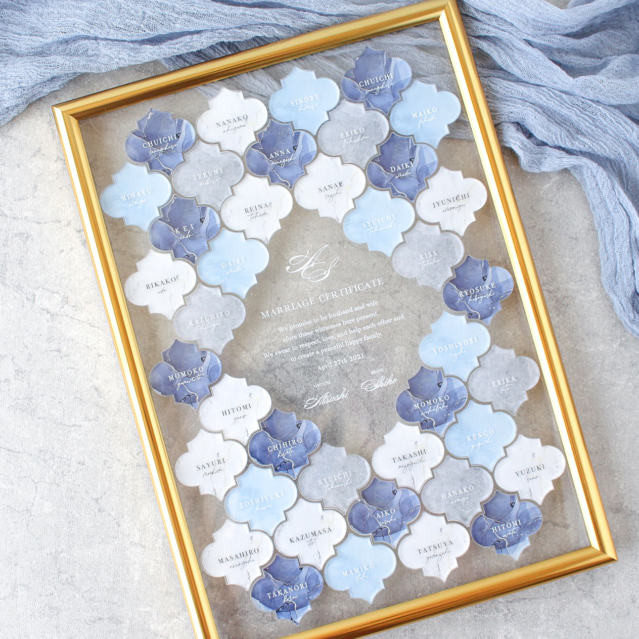 結婚証明書 ゲスト参加型 ミラーアクリル シルバー フェアリーフレーム 2カラーウェディング,結婚証明書公式URURIMOウルリモ