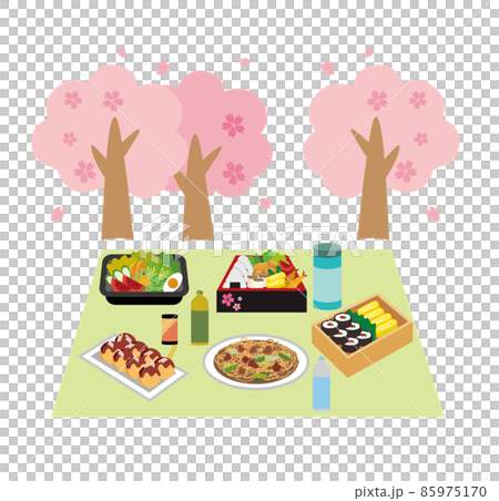 花見のお弁当に喜ぶひよこのイラストゆるくてかわいい無料イラスト・アイコン素材屋「ぴよたそ」