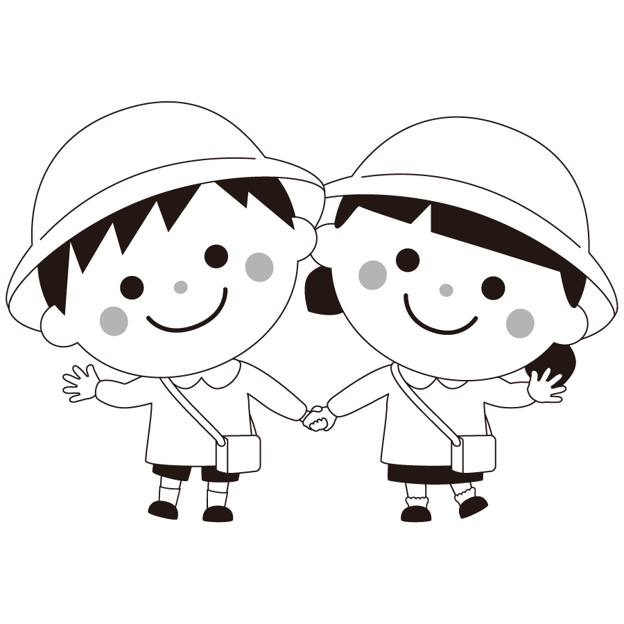 手をつなぐ子どもたち：イラスト無料