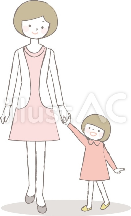 手を繋ぐ夫婦と息子イラスト