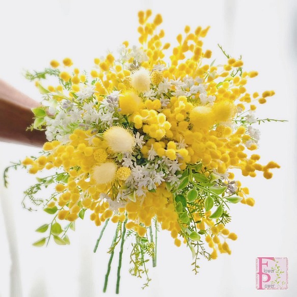ミモザのナチュラルブーケ ブートニア付き 結婚式 パーティー フォトウェディング - メルカリ