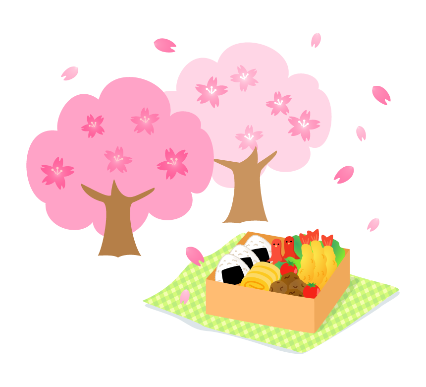 お花見の豪華なお弁当 無料イラスト 春42278素材Good