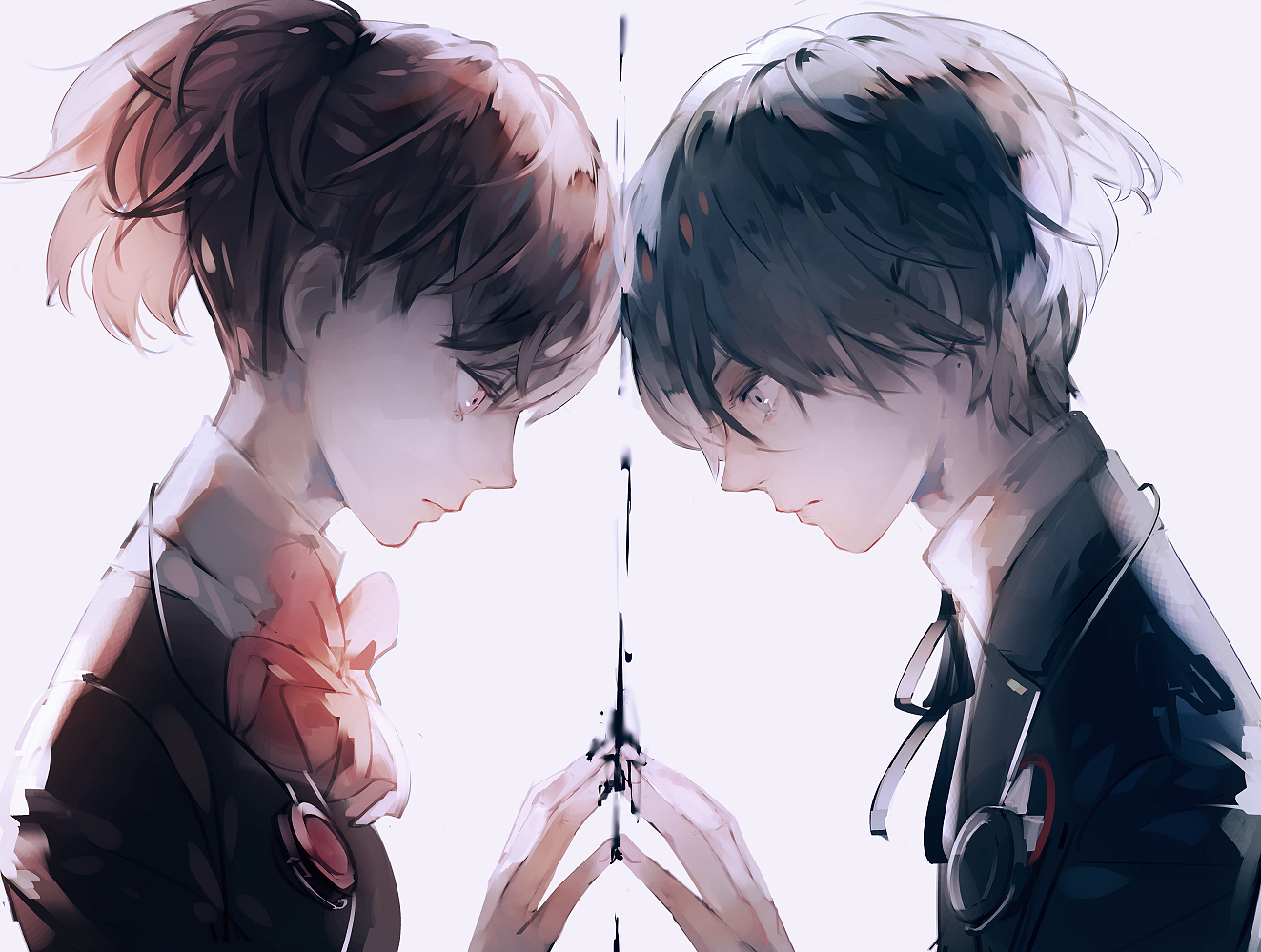 クロとシロ . ペア画などにどうぞ ˎˊ˗ .ふうすけぐらむ . ふうすけのイラストを使用したい方は ハイライト“おねがい🧸