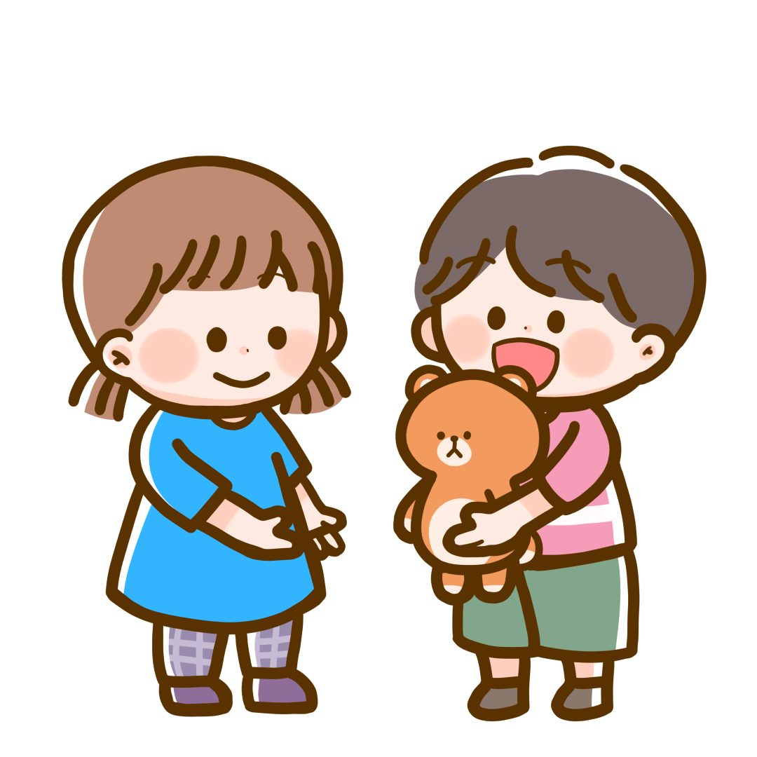 手をつなぐ子供たちの無料 フリー イラストかわいい手描きの無料素材「てがきっず」保育園・小学校・介護施設にぴったりのフリー素材イラスト