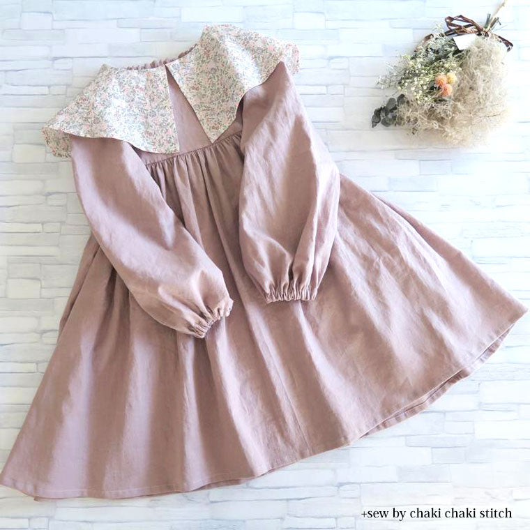 手作り子供服・花柄×チェックのカラフルワンピース作り仕立屋・洋裁教室 十色社 toirosha