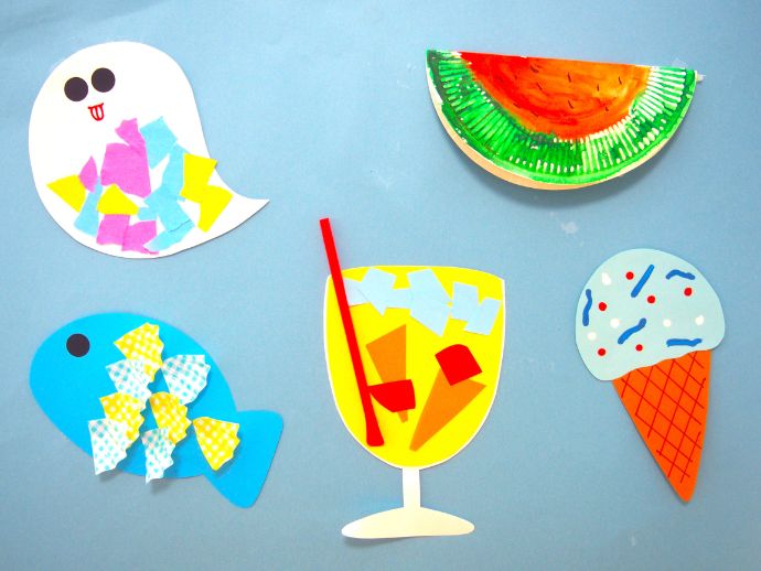 壁面飾り工房本店 壁面装飾・パネルシアター・ペープサート・型紙・知育・保育・介護商品の販売☆壁面飾り工房横200cm 「夏祭り楽しいね！」６月 ７月 ８月 夏 幼稚園 保育園 学校 病院 施設 知育 壁面装飾 型紙 製作☆