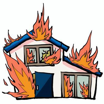 隣の家が燃えだした写真で一言ボケて bokete- ボケて