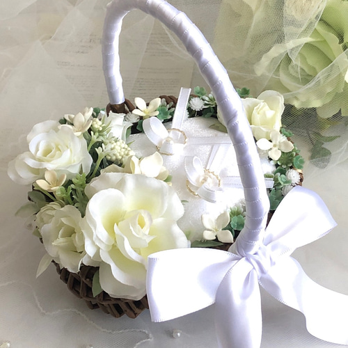 楽天市場 リングピロー 手作りキット ルミナスバスケット 手作りリングピロー ウェディング カゴ リングボーイ リングガール 人気 シンプル レースギフト : シエル 楽天市場店