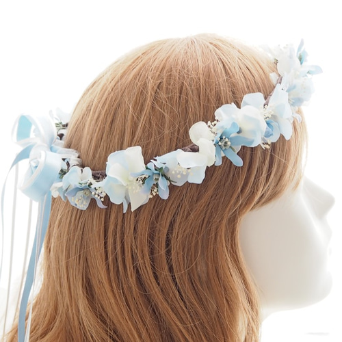 花冠 ブルースター・かすみ草・カスミソウ 花かんむり 結婚式☆ブライダル☆ウエディング ヘッドドレス ウェディングsAoRi 通販4845294Creema クリーマ花冠 イー ブルー パープル ウェディング リストブーケ かすみ草 ヘッドドレス 花かんむり 造花 髪飾り