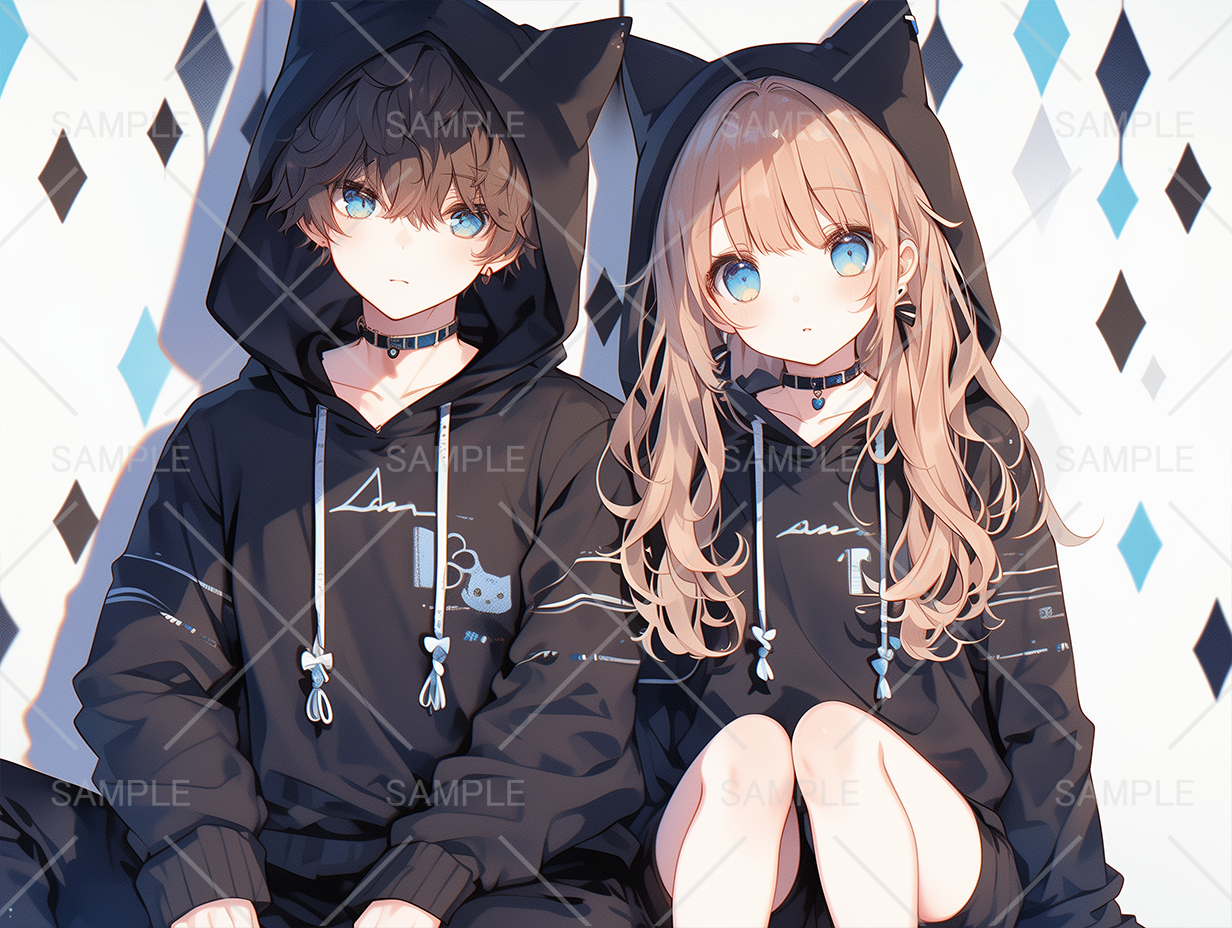 黒トレーナーと帽子のペアカップルアイコン – Unlimited -フリー素材サイト