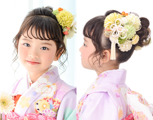 レトロな七五三におすすめの髪型・着物 大正ロマン・昭和レトロな七五三に こども写真館プレシュスタジオ