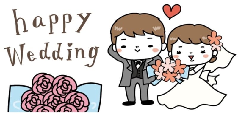 フリーイラスト結婚式を挙げる新郎新婦パブリックドメインQ：著作権フリー画像素材集